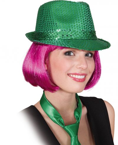 pustni kostum zelen klobuk svetleč