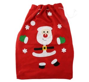 Božična vreča rdeča  iz filca z Božičkom in snegom